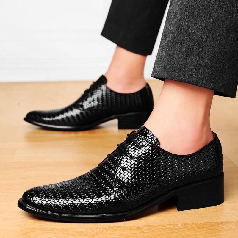 Large Size47 Four Seasons Round Head Low Woven Fashion Business Shoes New Genuine Leather - Image 3